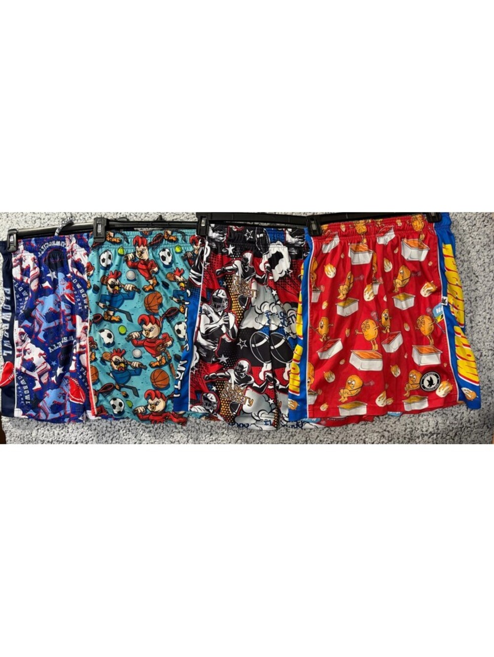 Flow Society Youth L Shorts Lot of 4 Sports Football Hockey Athletic Mesh